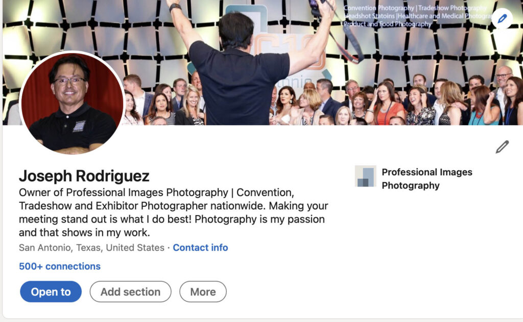 Linkedin Profile and Headline image example