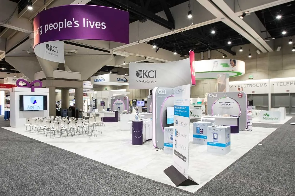 San Diego trade show booth photography capturing a clean KCI medical conference exhibit pavilion before the doors open.